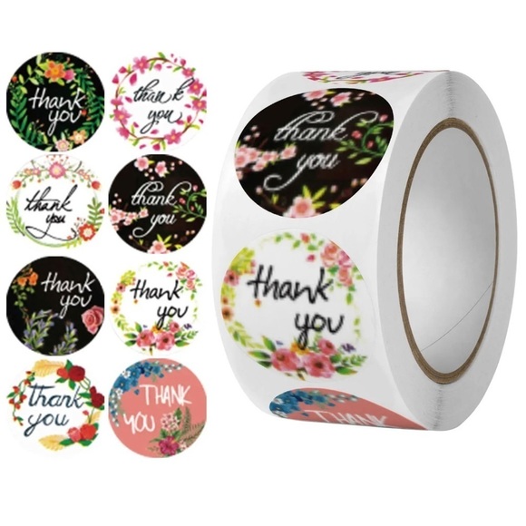 STICKERAFT Other - thank you stickers (variety pack) 1 in round shipping supplies for packaging